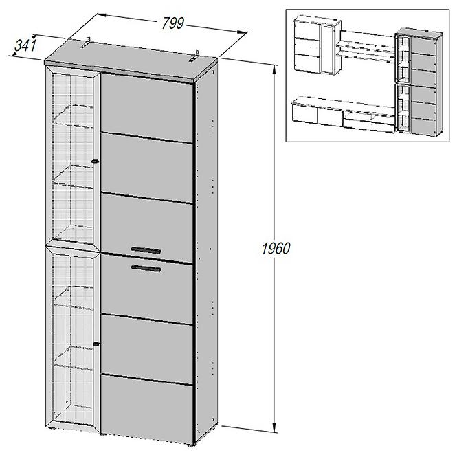 Wohnwand Durango 279,6cm Schwarz Eiche