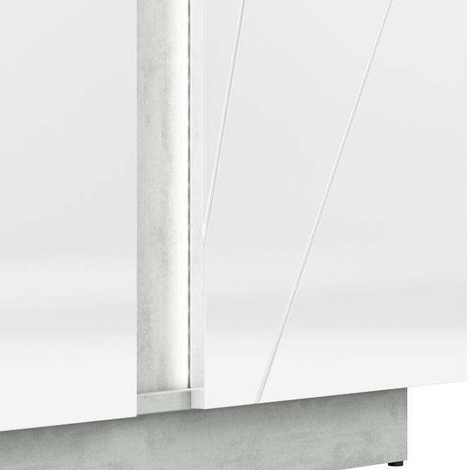 Kommode Lumens 165cm Weiß Glanz/Beton