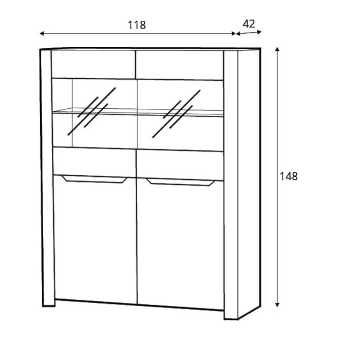 Vitrine Desjo 118cm Eiche San Remo,2