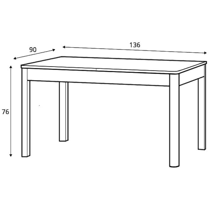 Tisch Desjo 136x90+74 Eiche San Remo