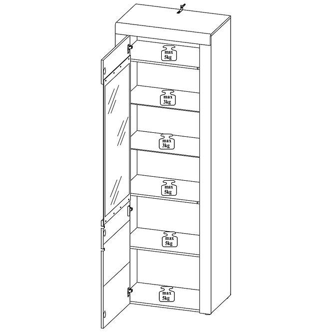 Vitrine Kama 97cm Eiche Carmague/Schwarz Matt