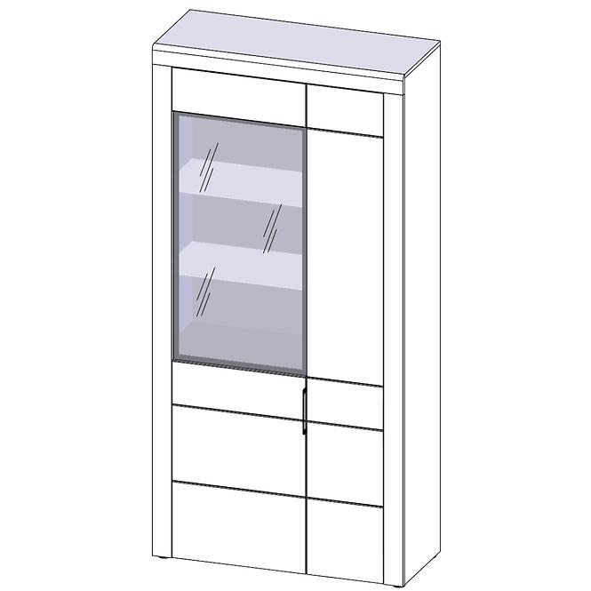 Vitrine Kama 97cm Eiche Carmague/Schwarz Matt