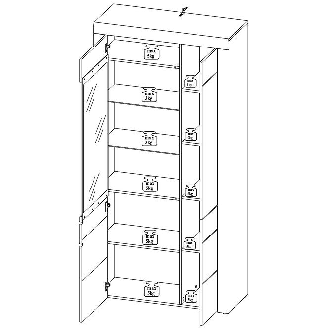 Vitrine Kama 97cm Eiche Carmague/Schwarz Matt