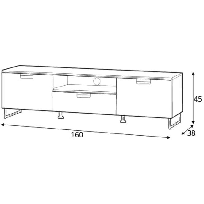 Tv Tisch Megan 160cm Weiß Glanz