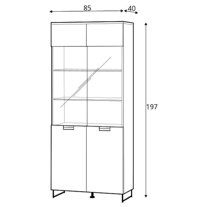 Vitrine Megan 85cm Weiß Glanz