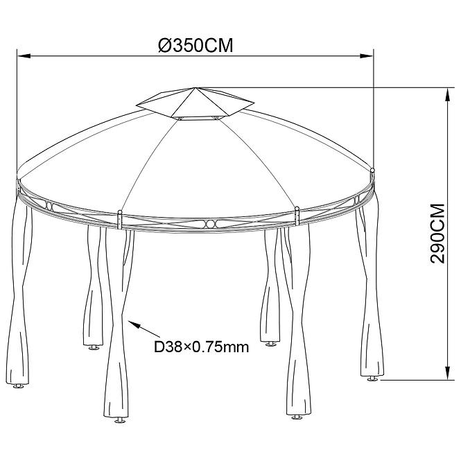 Gartenpavillon 3,5m grau