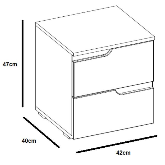 Nachttisch Selene 42cm Weiß Matte/Weiß Glänzend