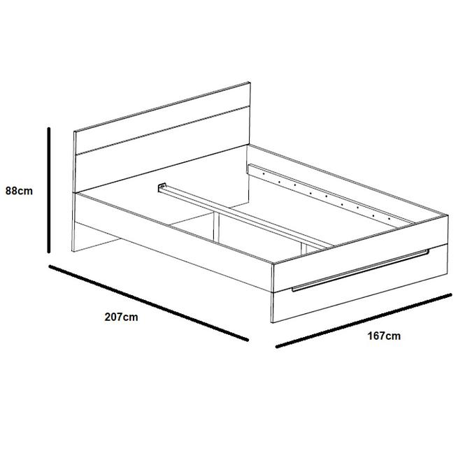 Bett  Selene 160cm Weiß Matte/Glänzend