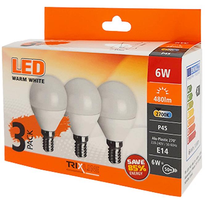 Glühbirne LED (3-PACK) P45 6W E14 2700K )