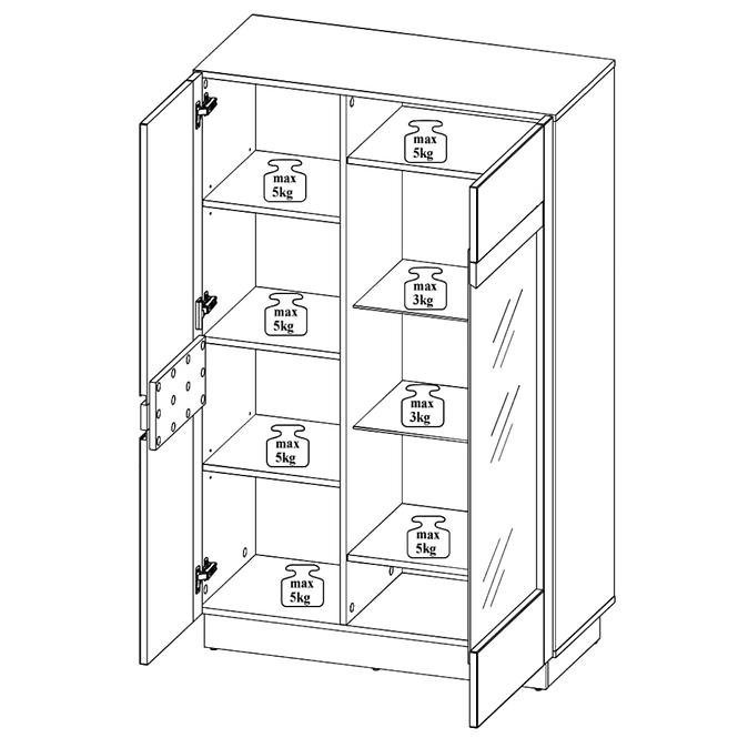 Vitrine Visio 86cm Eiche Camargue/Weiß