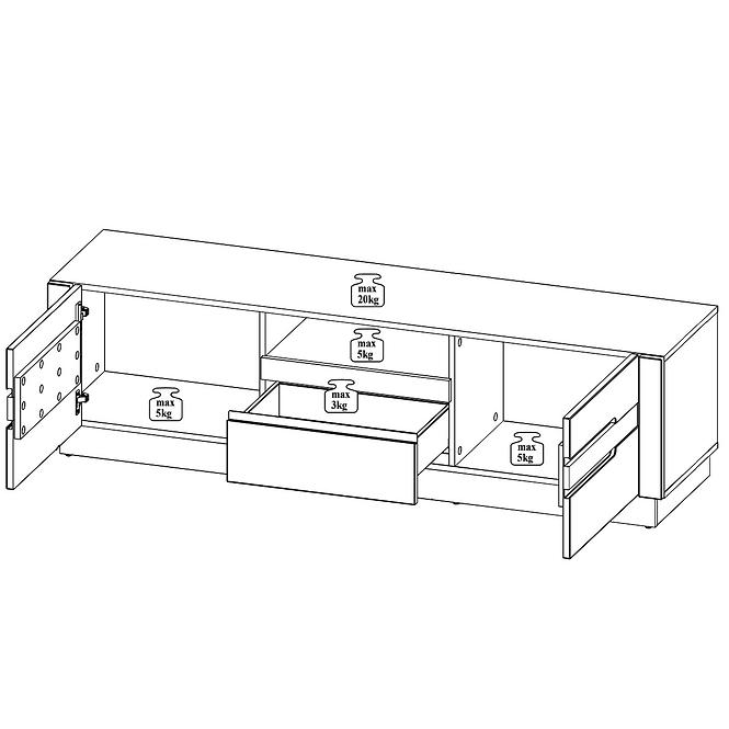 Tv Tisch Visio 160cm Eiche Camargue/Weiß