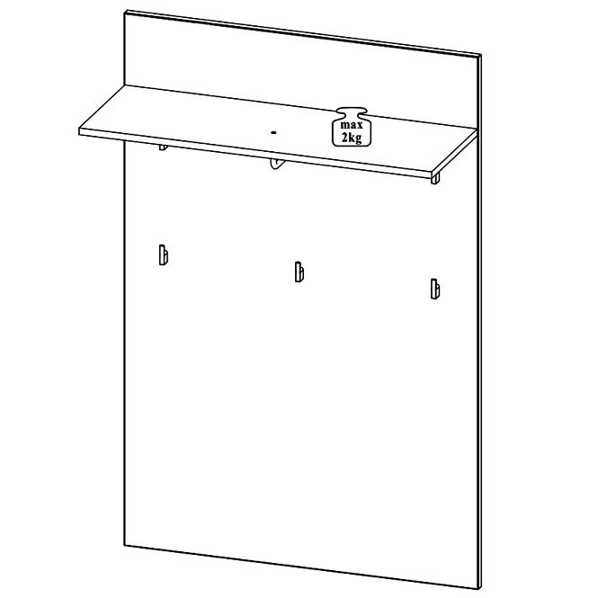 Wandgarderobe mit haken + regal  Selene  20 weiß glänzend
