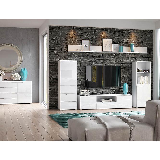 Wandgarderobe mit haken + regal  Selene  20 weiß glänzend