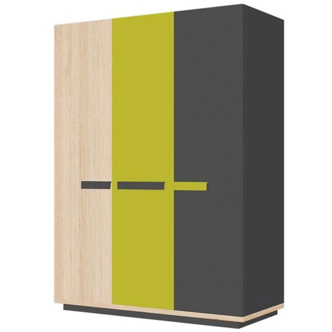 Schrank Wow 142cm Graphit/Grüner Leguan/Eiche Nagano