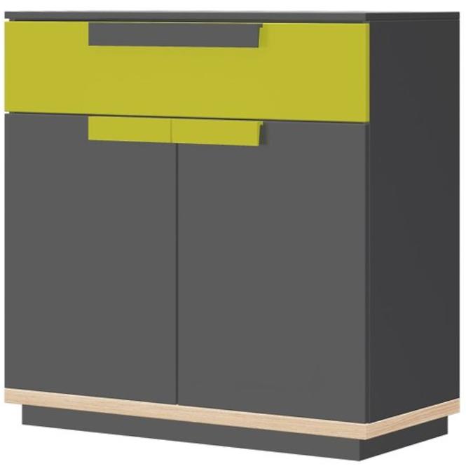 Kommode Wow 95cm Graphit/Grüner Leguan/Eiche Nagano