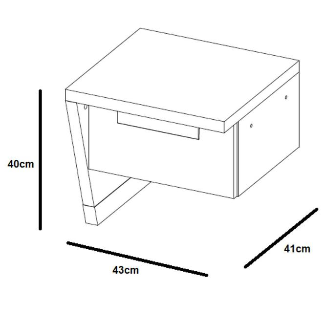 Nachttisch Wow 43cm Graphit/Grüner Leguan/Eiche Nagano, Links