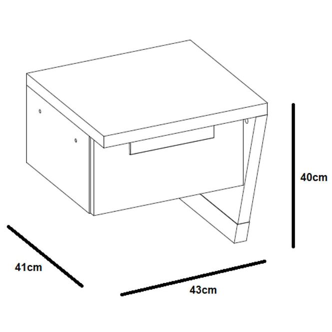 Nachttisch Wow 43cm Graphit/Grüner Leguan/Eiche Nagano, Richtig