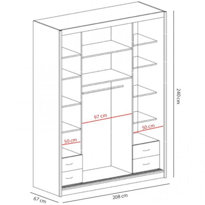 Schrank Maciej 208cm Eiche Lefkas