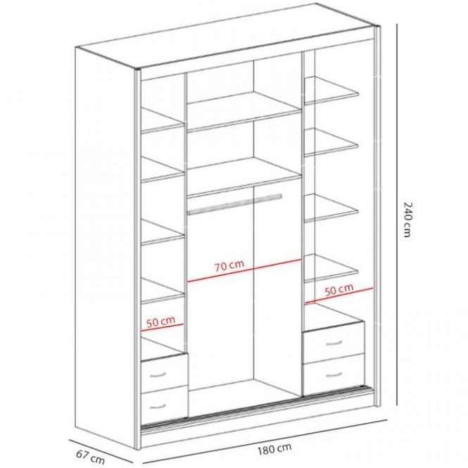 Schrank Maciej 180cm Spiegel Eiche Lefkas