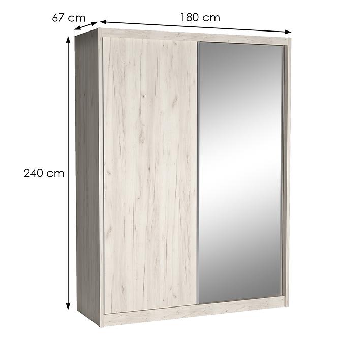 Schrank Maciej 180cm Spiegel Dub Craft Weiß