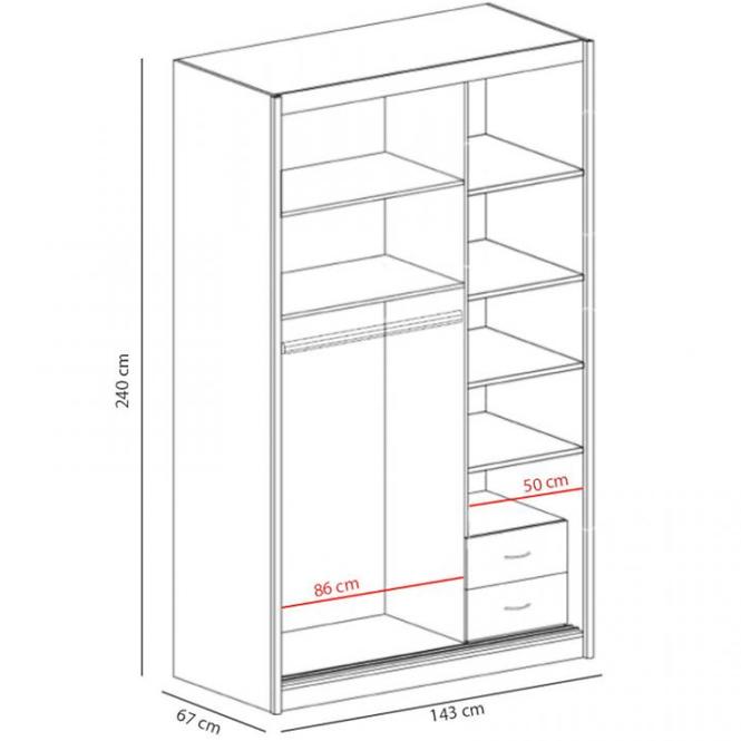 Schrank Karol 143cm Dub Craft Weiß