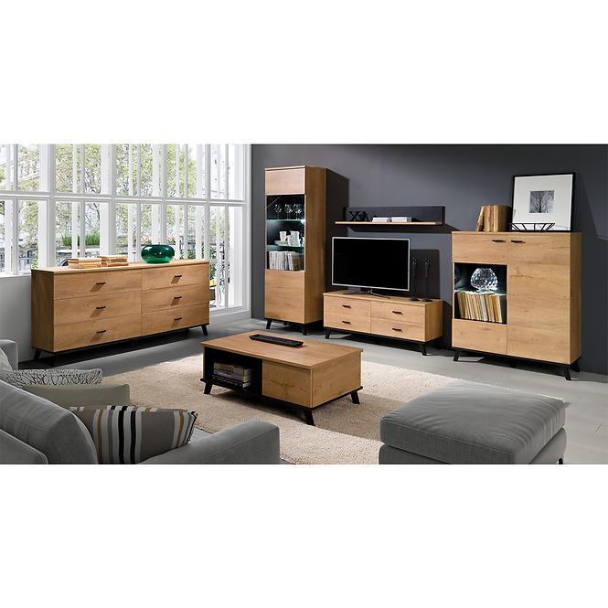 TV Tisch John 181cm Eiche Lefkas/Schwarz