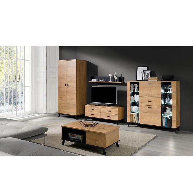 TV Tisch John 181cm Eiche Lefkas/Schwarz