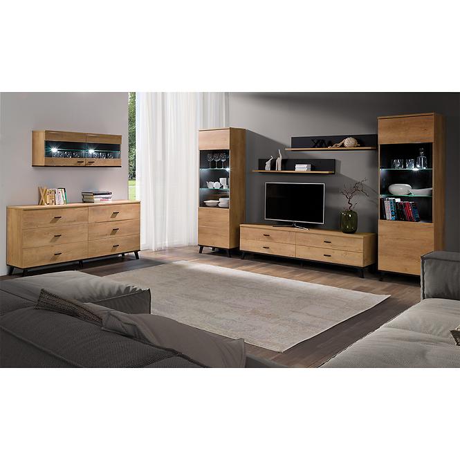 TV Tisch John 181cm Eiche Lefkas/Schwarz