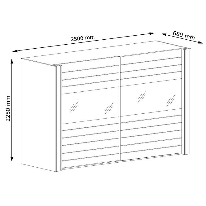 Schrank Linn 250cm Weiß Glanz/Schwarz Glanz