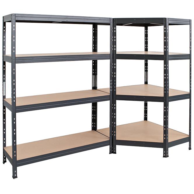 Eck - regal schraubenlos rivet anthrazit  180x90x45 (250kg)