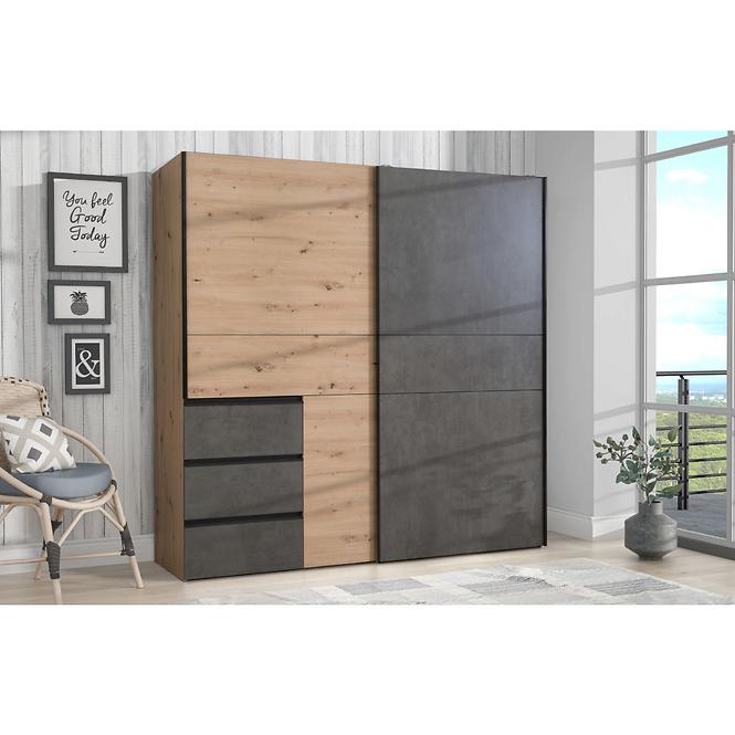 Schrank Winn 2 200cm Eiche Artisan/Beton