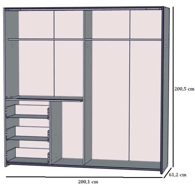 Schrank Winn 2 200cm Eiche Artisan/Beton