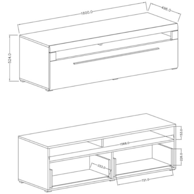Tv Tisch Tulsa 160cm Weiß Glänzend
