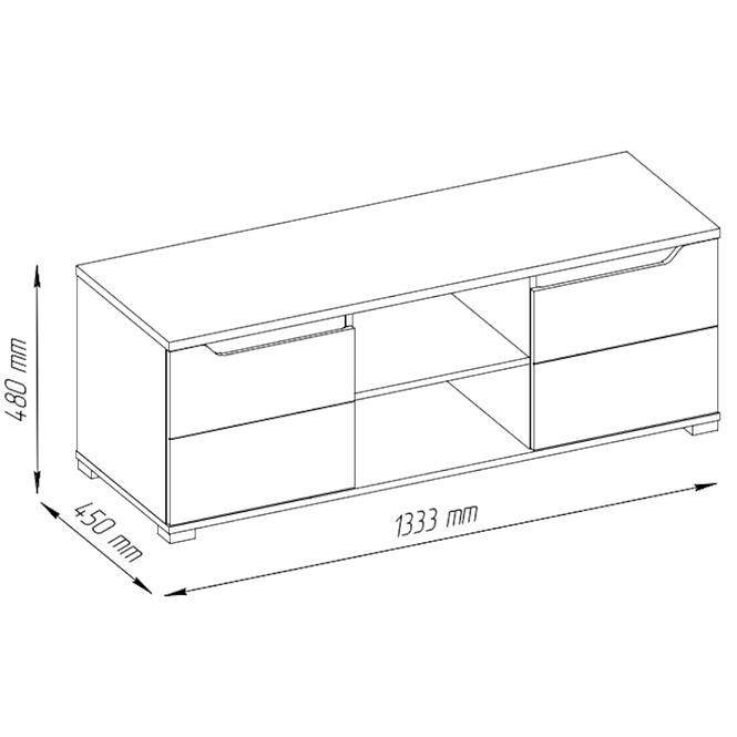 TV tisch Vinvent 133cm Weiß/Eiche Wotan