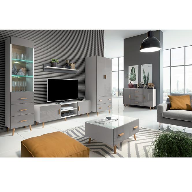 TV Tisch Brilo 180cm Weiß/Grau