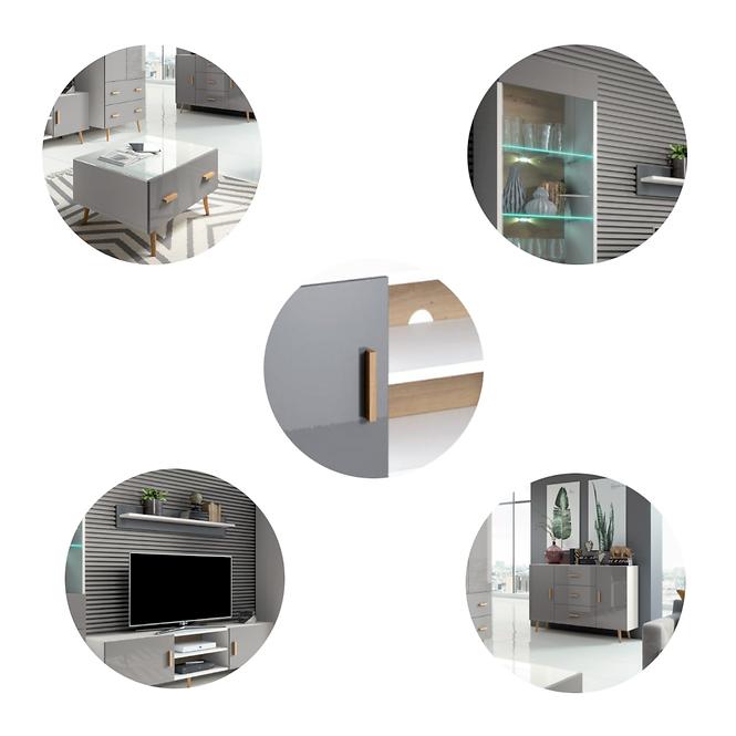 TV Tisch Brilo 180cm Weiß/Grau
