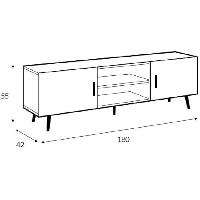 TV Tisch Brilo 180cm Weiß/Grau