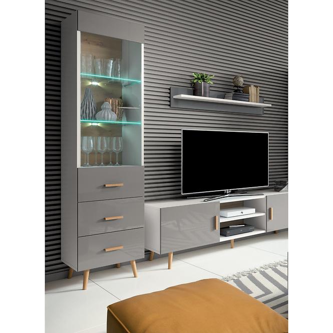 TV Tisch Brilo 180cm Weiß/Grau
