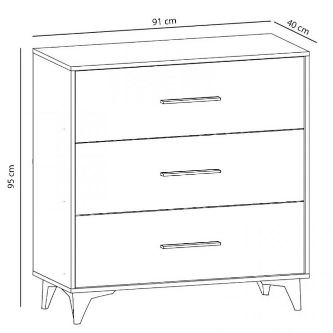 Kommode Frida 91cm Eiche Riviera, K3S