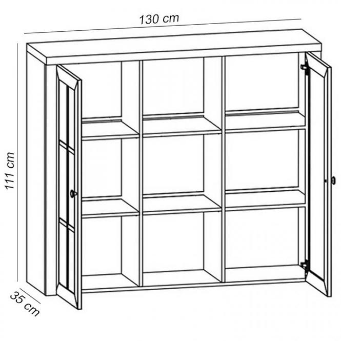 Vitrine Prowansja 130cm Kiefer Andersen/Eiche Lefkas, W2D