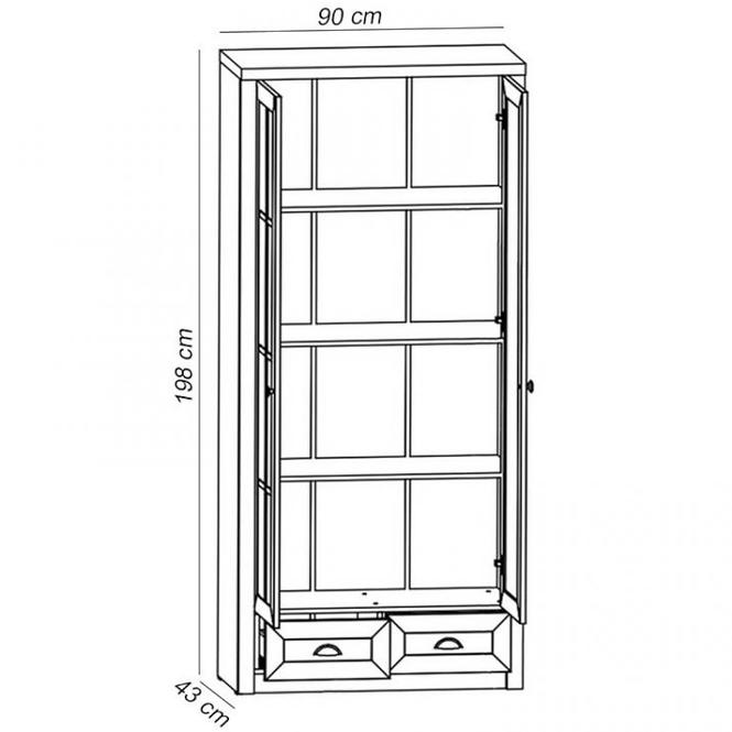 Vitrine Prowansja 90cm Kiefer Andersen/Eiche Lefkas, W2S