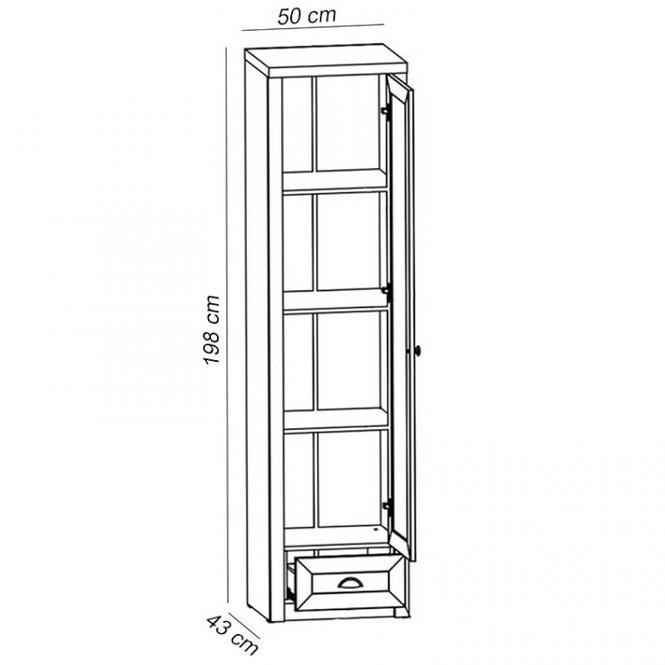 Vitrine Prowansja 50cm Kiefer Andersen/Eiche Lefkas, W1S