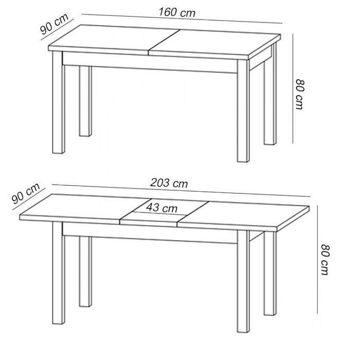 Tisch Prowansja 160x90+43 Kiefer Andersen/Eiche Lefkas, STD 