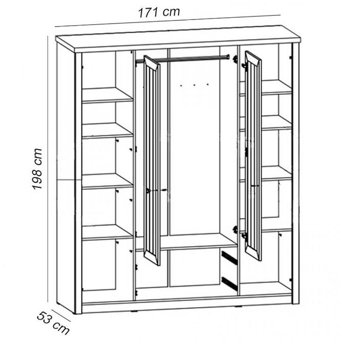 Schrank Prowansja 171cm Kiefer Andersen/Eiche Lefkas, S4D