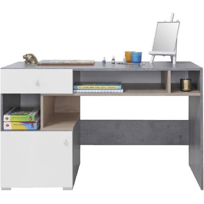 Schreibtisch Sigma 125cm Beton/Weiß/Eiche