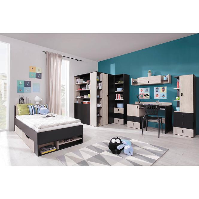 Schrank Planet 135cm L/R Schwarz/Eiche/Beige