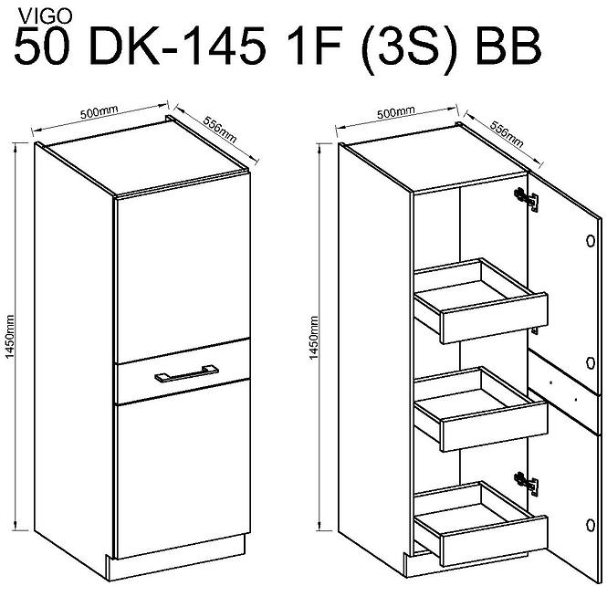 Küchenzeile Vigo Burgund Hg 50dk-145 1f (3S) Bb