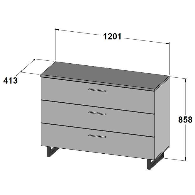 Kommode Jakobina 120cm Eiche/Schwarz