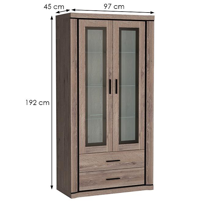 Vitrine Dallas 97cm Eiche Trüffel
