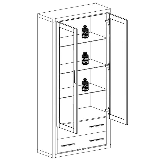 Vitrine Dallas 97cm Eiche Trüffel